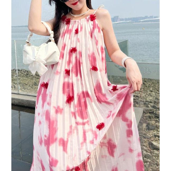 Charming Red and White Tie-Dye Maxi Dresses for Mother and Daughter - Perfect for Spring and Summer-dresslikemommy.com