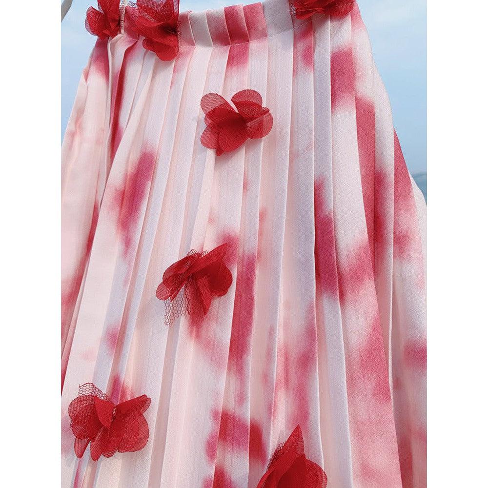 Charming Red and White Tie-Dye Maxi Dresses for Mother and Daughter - Perfect for Spring and Summer-dresslikemommy.com