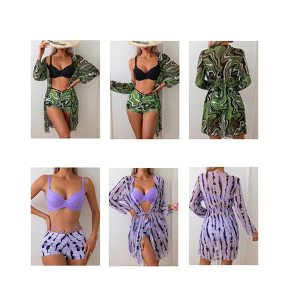 Chic Mother-Daughter Matching Swimsuit Set with Floral Cover-Up Family Beachwear Collection-dresslikemommy.com