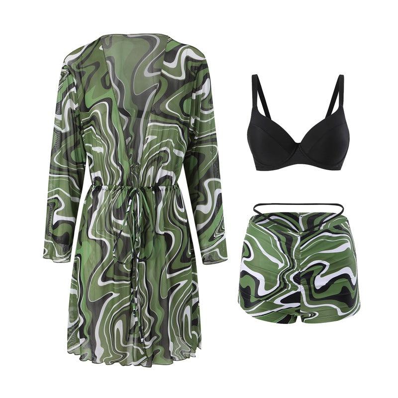 Chic Mother-Daughter Matching Swimsuit Set with Floral Cover-Up Family Beachwear Collection-dresslikemommy.com