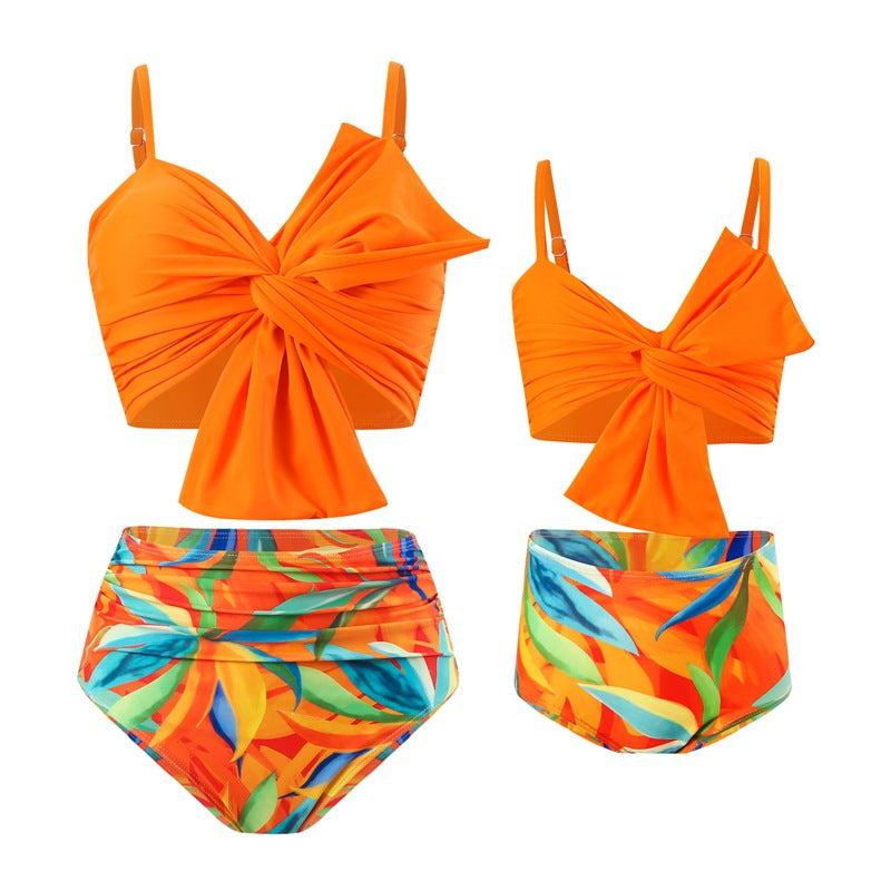 Chic Mother-Daughter Two-Piece Swimsuit - Family Matching Swimwear in Vibrant Colors-dresslikemommy.com