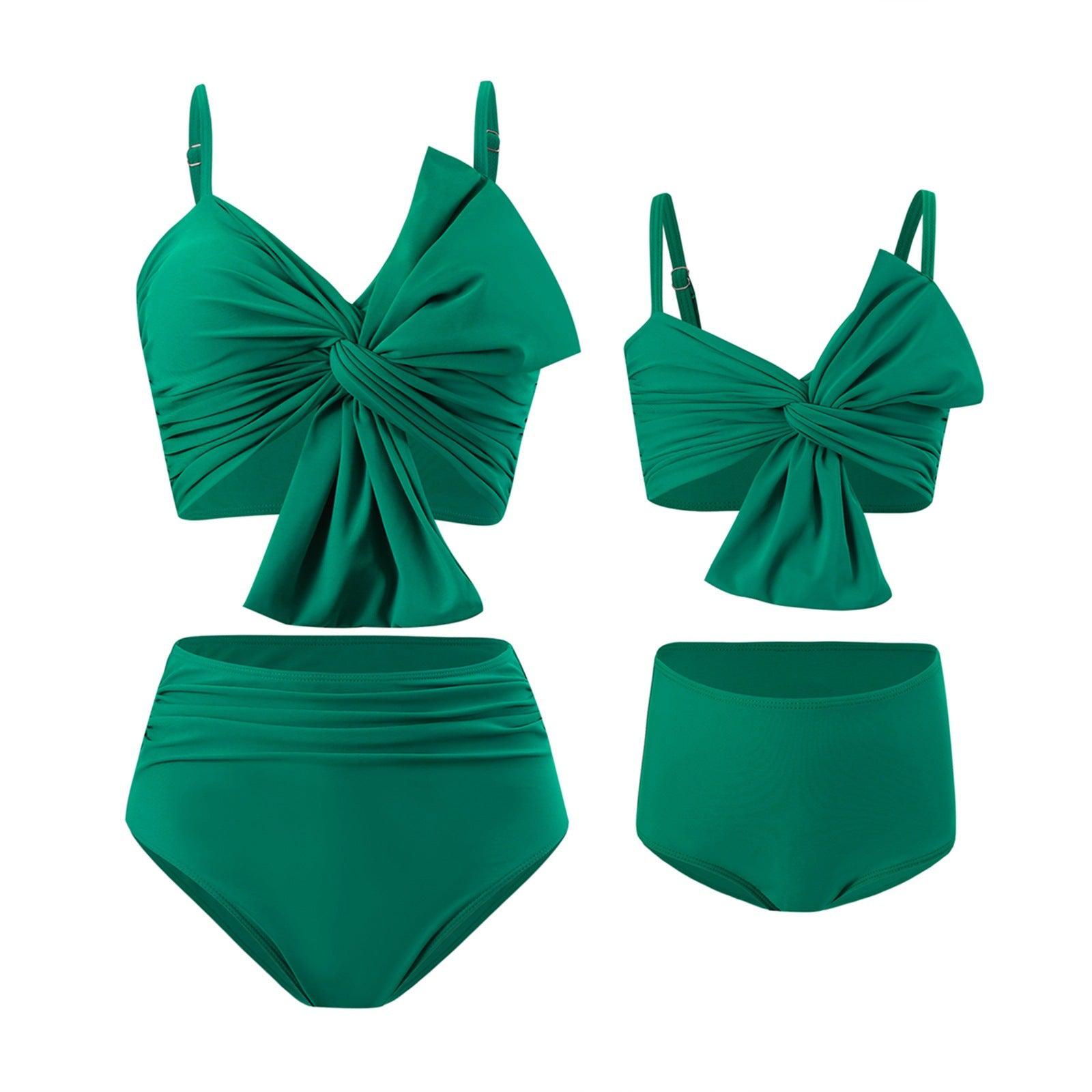 Chic Mother-Daughter Two-Piece Swimsuit - Family Matching Swimwear in Vibrant Colors-dresslikemommy.com