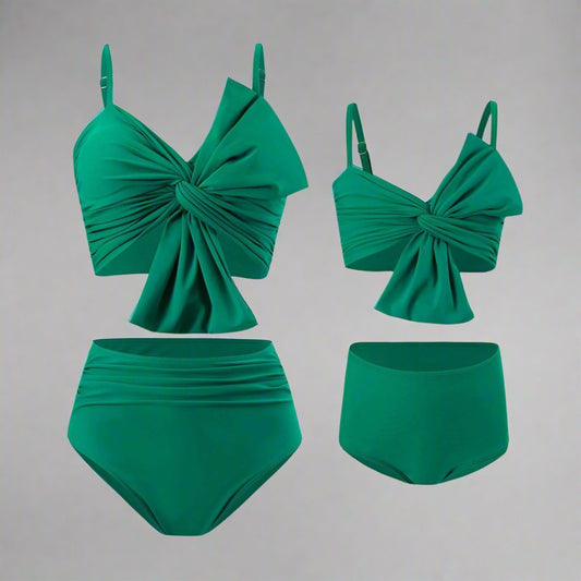 Chic Mother-Daughter Two-Piece Swimsuit - Family Matching Swimwear in Vibrant Colors-dresslikemommy.com