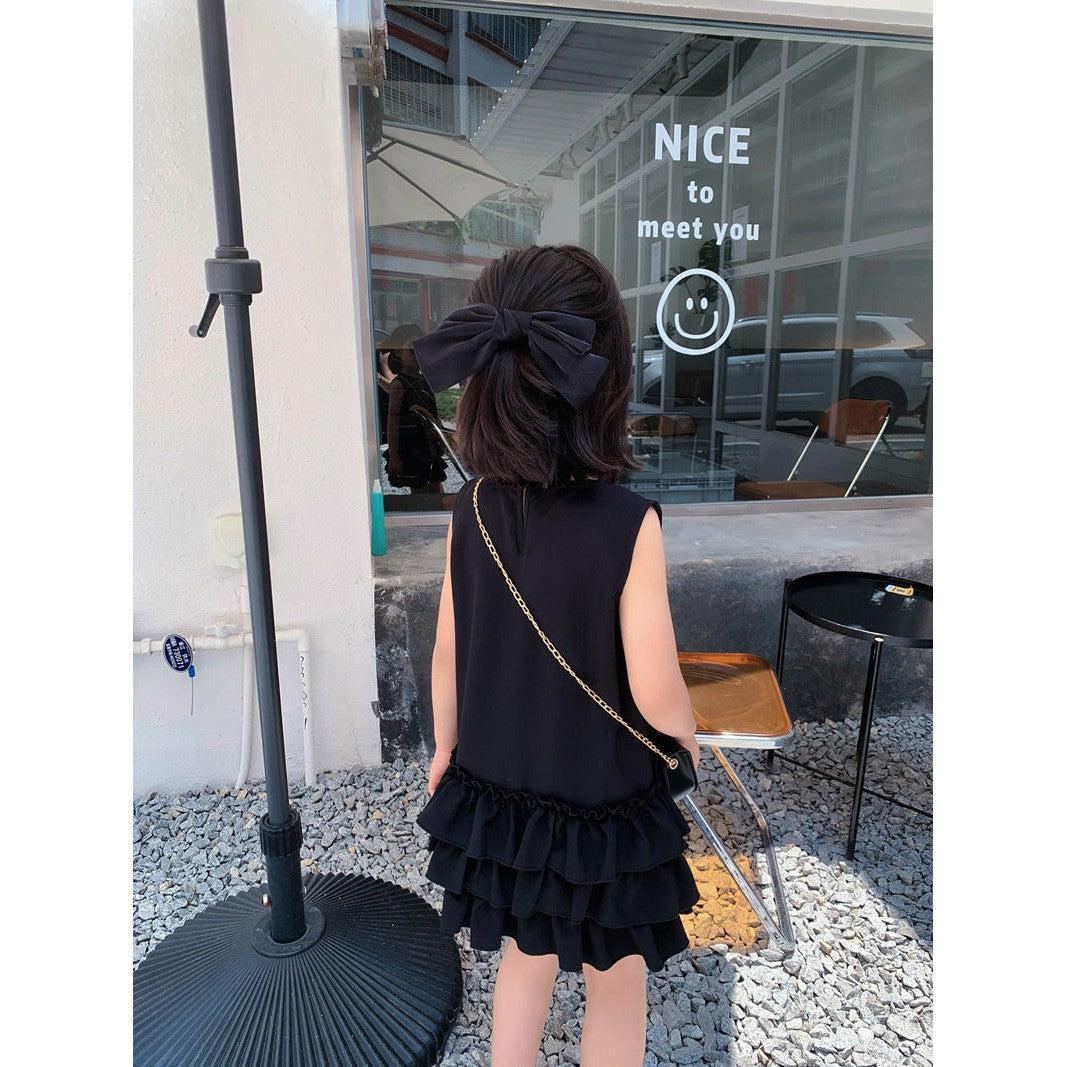 Elegant Black Ruffle Dress - Chic Sleeveless Layered Dress for Mother and Daughter, Perfect for Parties and Events-dresslikemommy.com