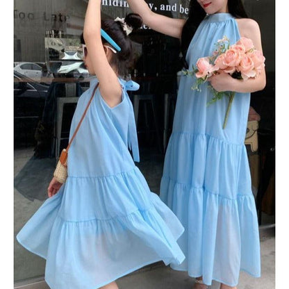 Elegant Sky Blue Mother-Daughter Summer Dresses - Tiered Ruffle Matching Outfits for Special Occasions-dresslikemommy.com