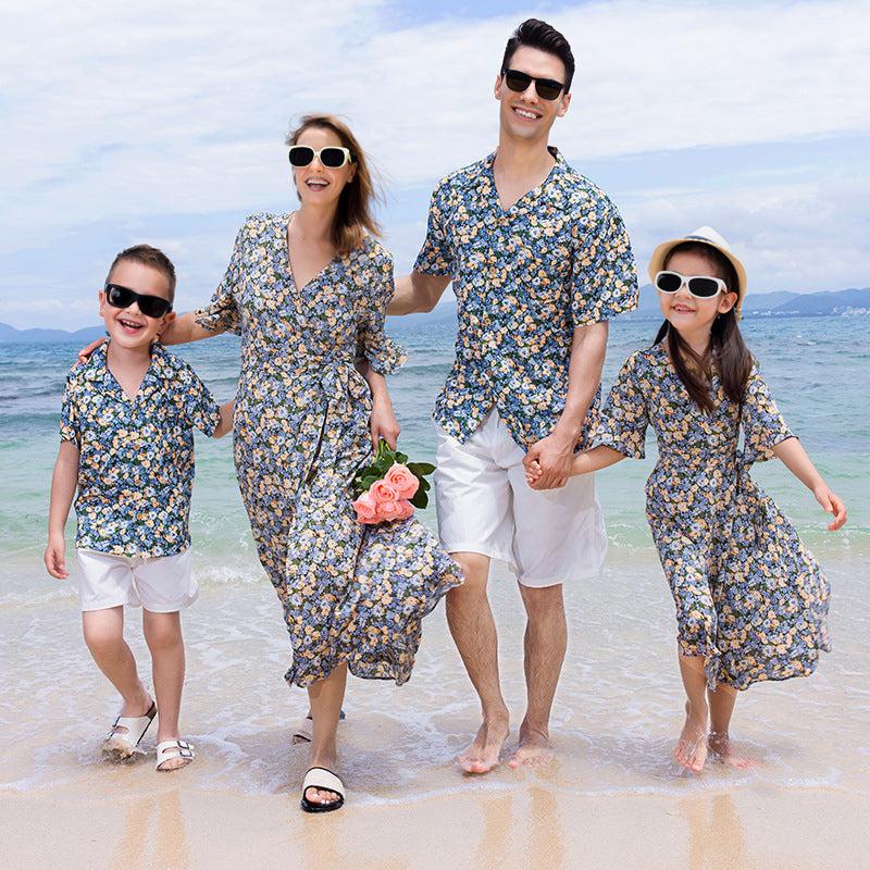 Family Matching Floral Shirt and Dress - A Charming and Coordinated Look-Family Matching-dresslikemommy.com