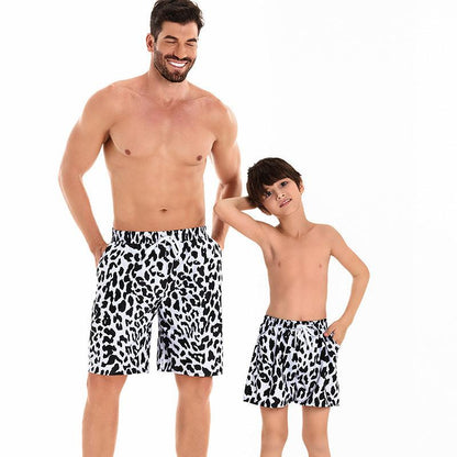 Father and Son Matching Swim Trunks - Bold Cow Print, Family Beachwear-dresslikemommy.com