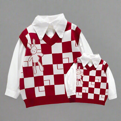 Mommy and Me Checkered Sweater Vest - Matching Family Outfits-Sweaters-dresslikemommy.com