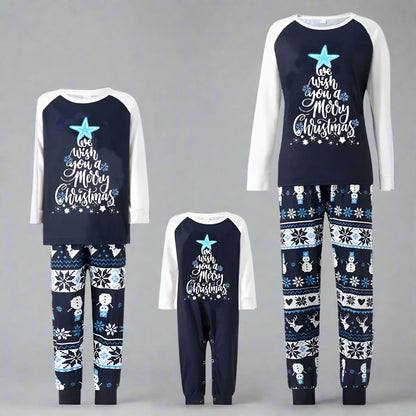 Family Matching "Let It Snow" & "Merry Christmas" Pajamas - Navy Blue Snowman Fair Isle Holiday Pajama Set for Kids, Adults & Pets