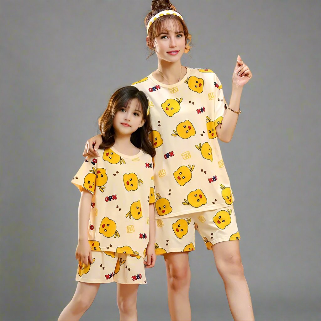 Cute Matching Mom and Daughter Cartoon Pajama Set - Fun and Cozy Sleepwear