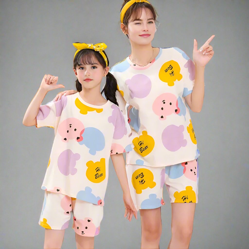 Cute Matching Mom and Daughter Cartoon Pajama Set - Fun and Cozy Sleepwear