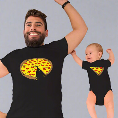 Father and Baby Matching Pizza Slice T-Shirts – "Whole Pizza & Slice" Set