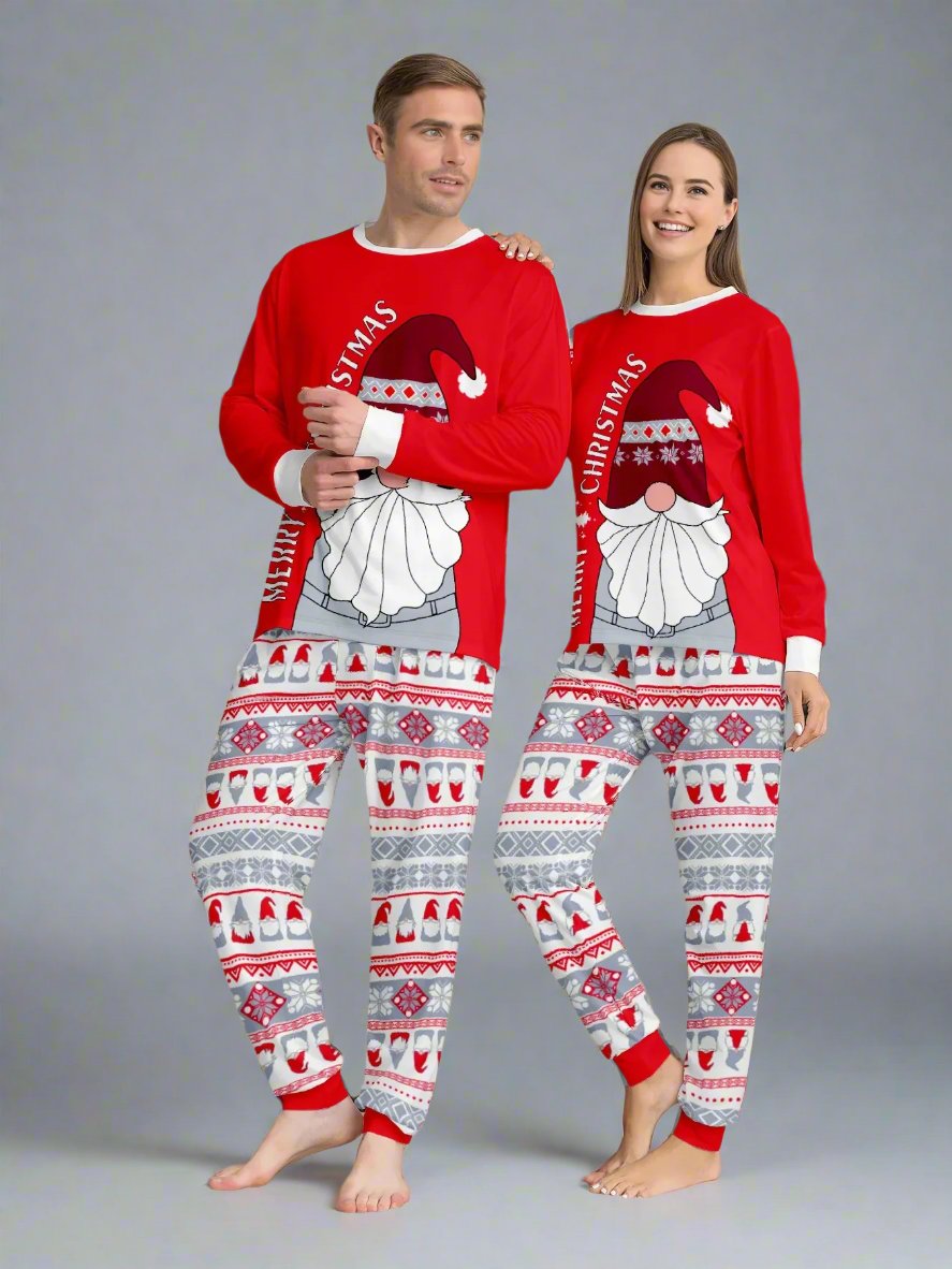 Holiday pajamas for family with cute Santa print, perfect for Christmas celebrations