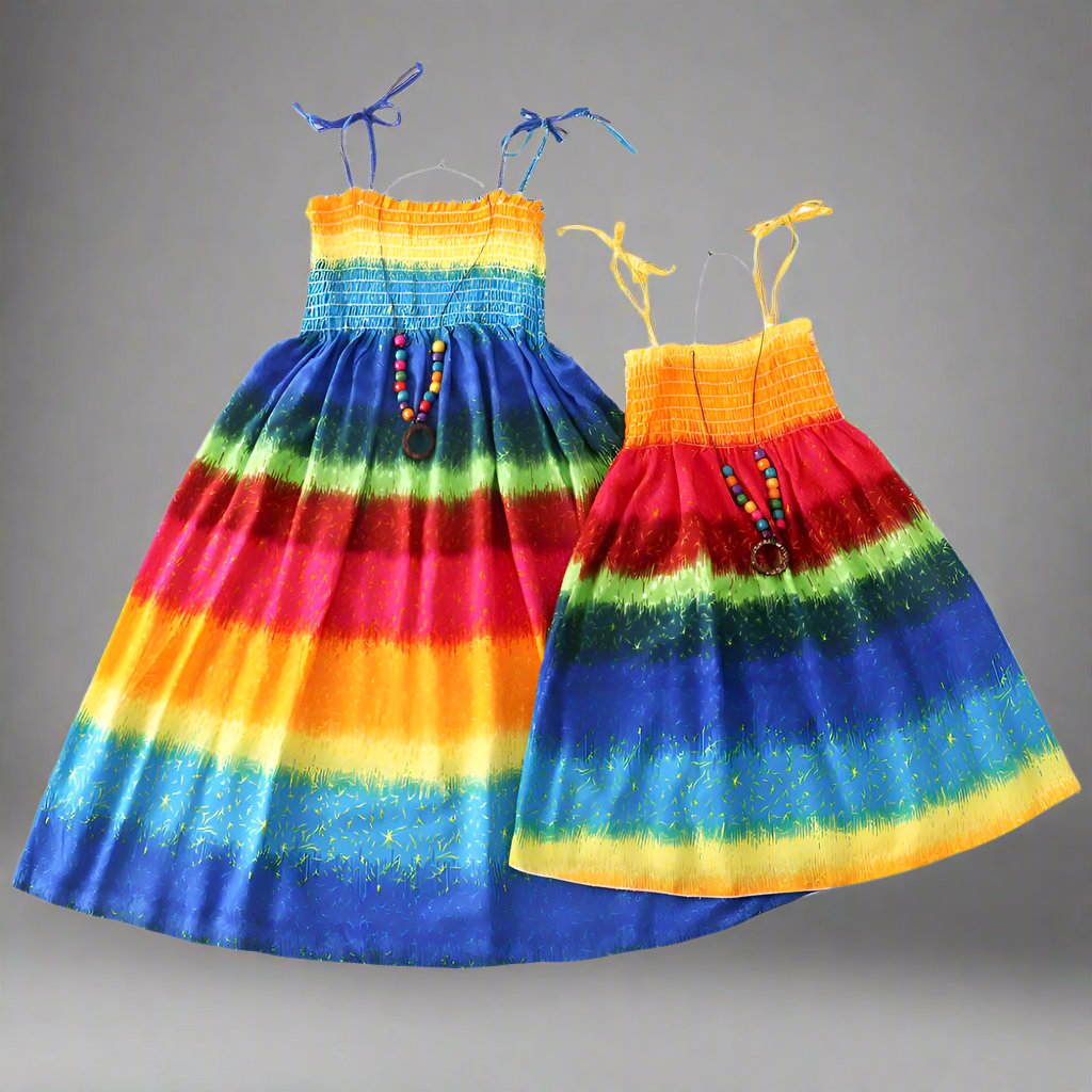 Rainbow pastel matching dresses for mommy and me