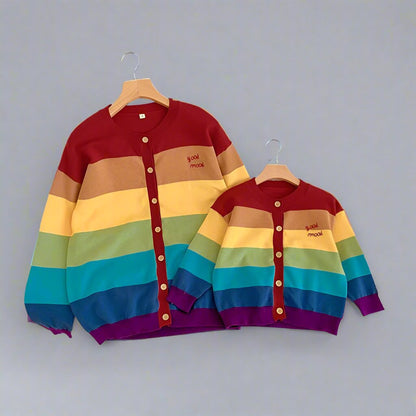 rainbow cardigan family sweaters