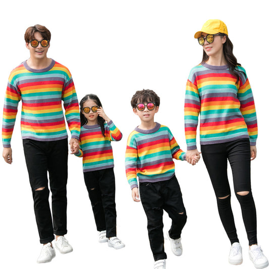 Family Matching Rainbow Striped Sweater - dresslikemommy.com