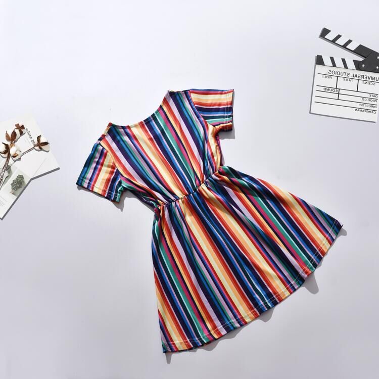 Mommy & Me Matching Rainbow Stripe Dress - dresslikemommy.com