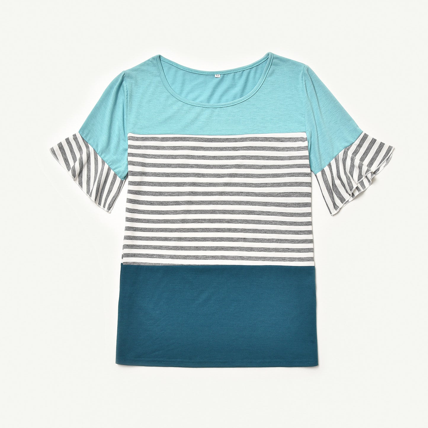 Matching Striped Patchwork Flare Sleeve T-shirts - dresslikemommy.com