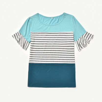 Matching Striped Patchwork Flare Sleeve T-shirts - dresslikemommy.com