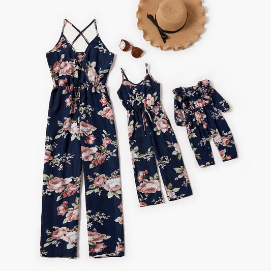 Mommy & Me Matching Floral V Sling Jumpsuit - dresslikemommy.com