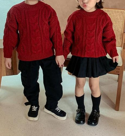 Family Matching Retro Knitted Pullover Sweater - dresslikemommy.com