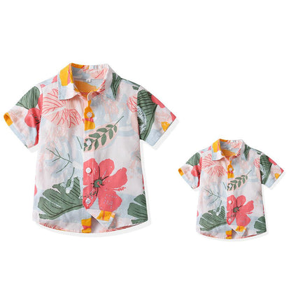 Dad and Son Matching Hawaiian Floral Shirts: Perfect for Father-Son Bonding-Family Matching-dresslikemommy.com