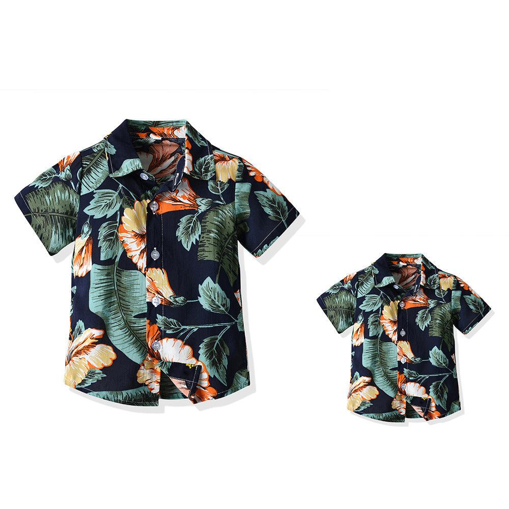 Dad and Son Matching Hawaiian Floral Shirts: Perfect for Father-Son Bonding-Family Matching-dresslikemommy.com