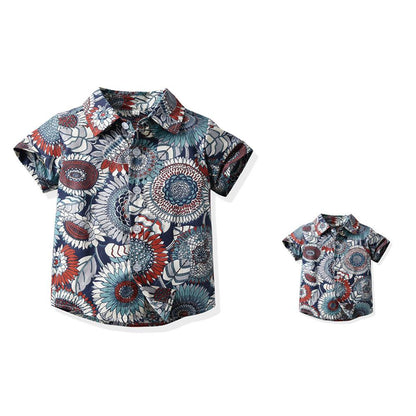 Dad and Son Matching Hawaiian Floral Shirts: Perfect for Father-Son Bonding-Family Matching-dresslikemommy.com