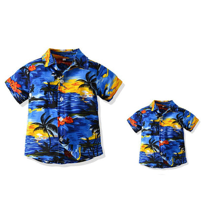 Dad and Son Matching Hawaiian Floral Shirts: Perfect for Father-Son Bonding-Family Matching-dresslikemommy.com