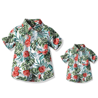 Dad and Son Matching Hawaiian Floral Shirts: Perfect for Father-Son Bonding-Family Matching-dresslikemommy.com