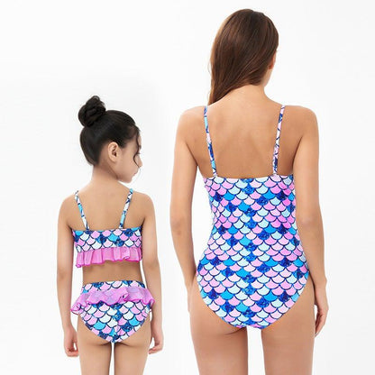 Matching Mermaid Scale Print Bikini-Swimsuits-dresslikemommy.com