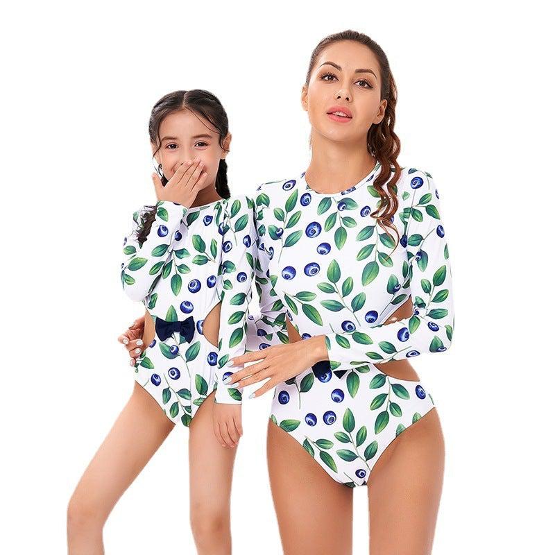 Matching Mommy & Me Leaves Print Swimsuit-Swimsuits-dresslikemommy.com