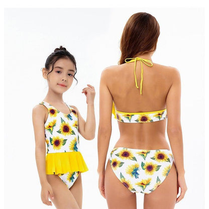 Matching Mommy & Me Sunflower Print Swimsuit-Swimsuits-dresslikemommy.com