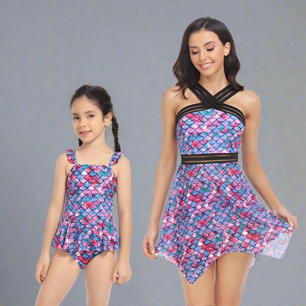 Matching Mommy And Me Two Piece Tankini Swimsuit Set