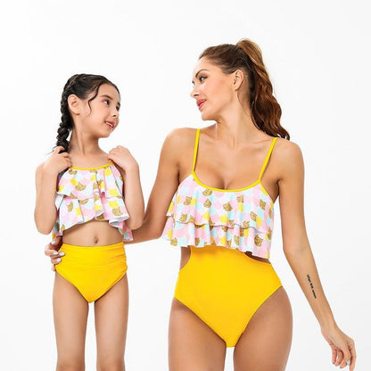 Matching Mother Child Ruffles Swimsuit-Swimsuits-dresslikemommy.com