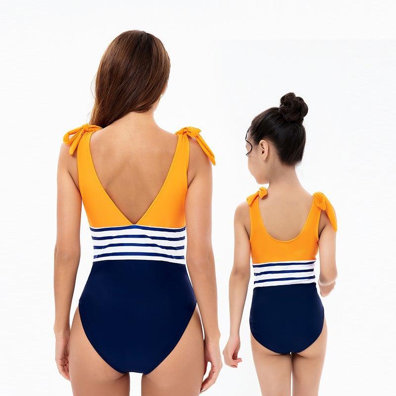 Mommy & Me Striped One Piece Swimsuit-Swimsuits-dresslikemommy.com