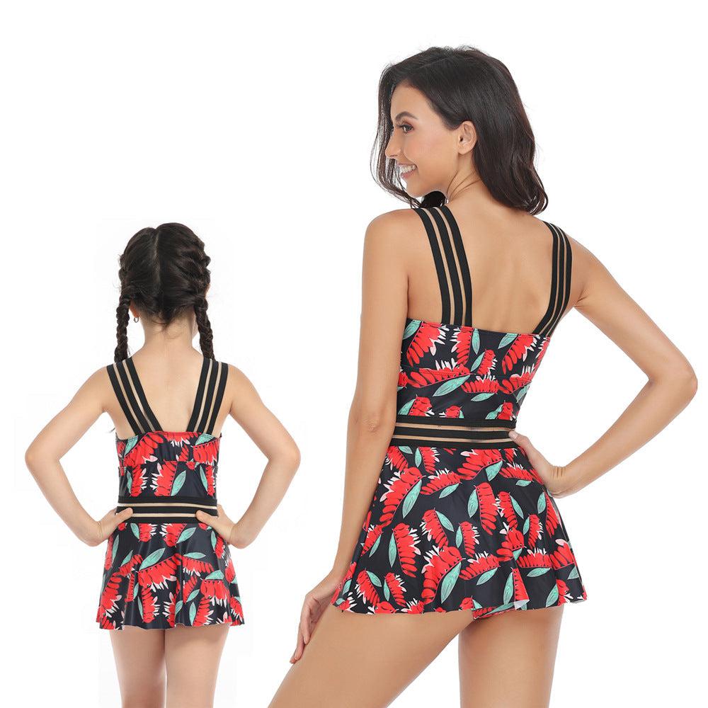 One-Piece Swimsuit with Swim Skirt for Women and Girls-Swimsuits-dresslikemommy.com