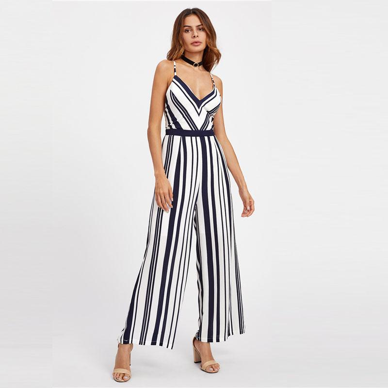 Backless Striped Jumpsuit - dresslikemommy.com