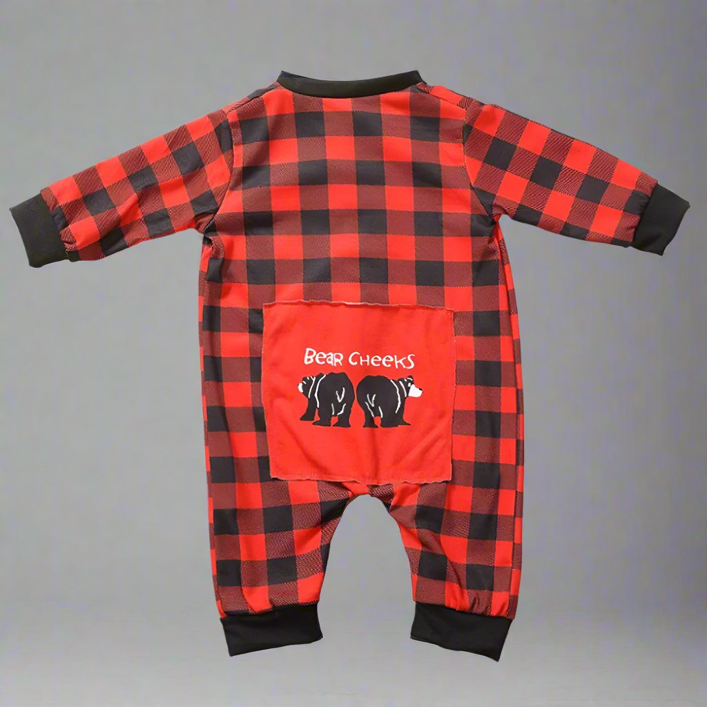 Family holiday pajamas in red and black checkered patter