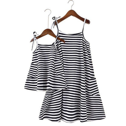 Classic striped Matching Outfits Dress - dresslikemommy.com