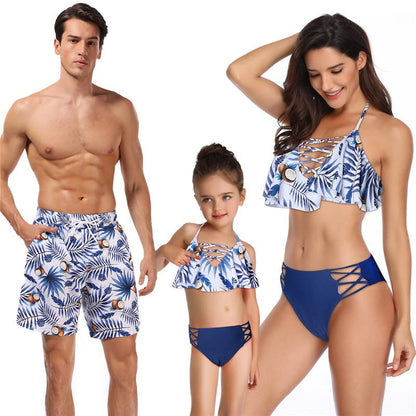 Family Matching Blue Coconut Swimsuits - dresslikemommy.com