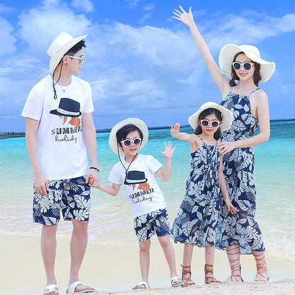 Family Matching Summer Blue Floral Set - dresslikemommy.com