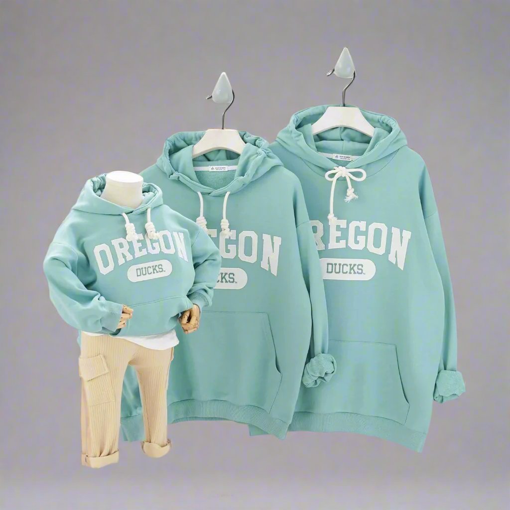 Oregon-inspired blue hoodies for coordinated family fashion