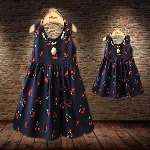 matching mother daughter blue cherry dress dresses