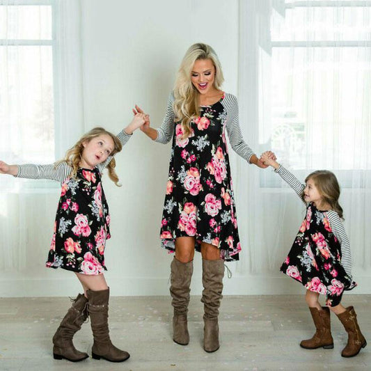 Mom Girl Flower Prints Stripes - dresslikemommy.com