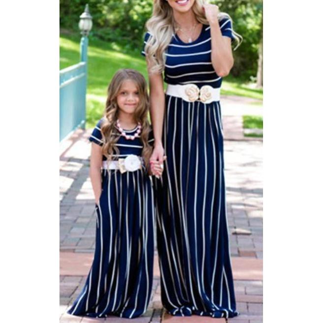 Mother & Daughter Short Sleeve Striped Maxi Dress – Dresslikemommy.com