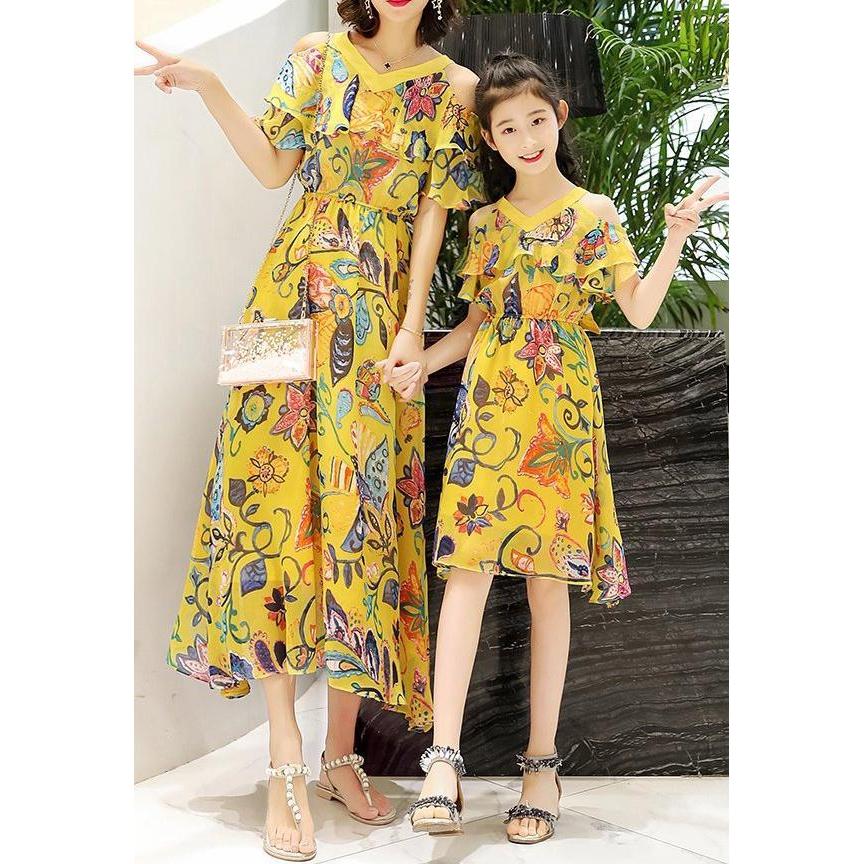 Mother & Me Chiffon Floral Long Dress - dresslikemommy.com