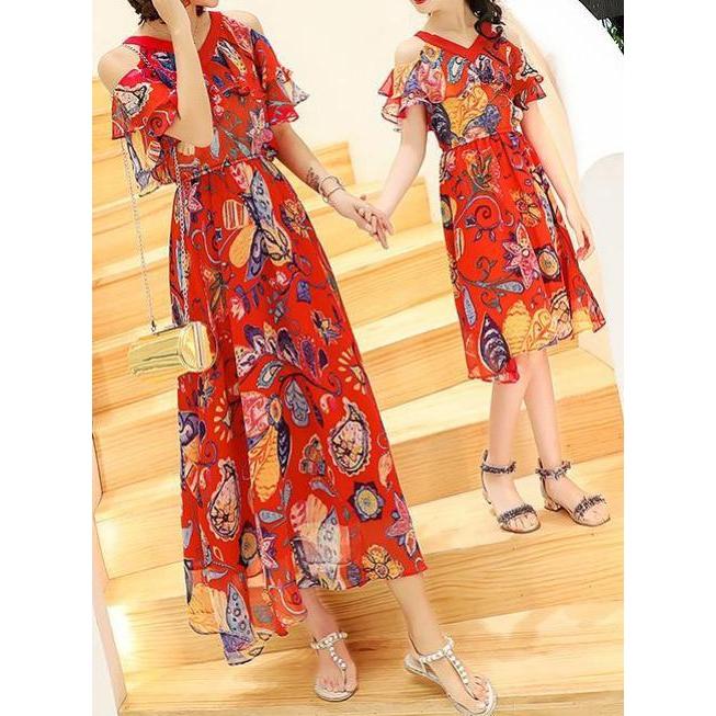 Mother & Me Chiffon Floral Long Dress - dresslikemommy.com