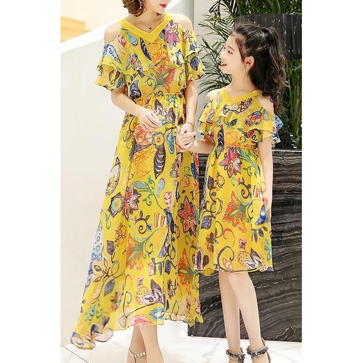 Mother & Me Chiffon Floral Long Dress - dresslikemommy.com