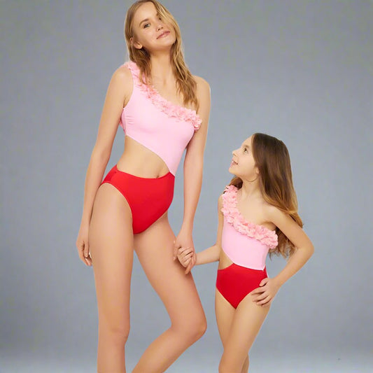 One Shoulder Matching Swimsuit - dresslikemommy.com